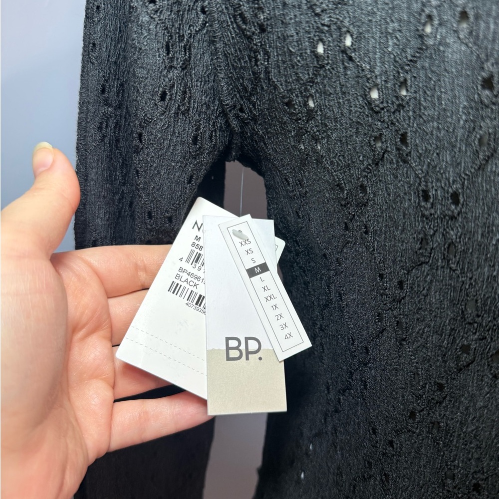BP Black Textured Eyelet Women's Blouse - Picture 4 of 7